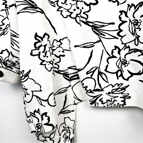 Floral Black and White Women's Jacket - Picture 10 of 11